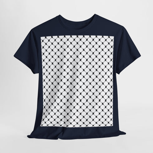 Keffiyeh Pattern Heavy Cotton Tee - Modern Mesh Design Streetwear T-Shirt
